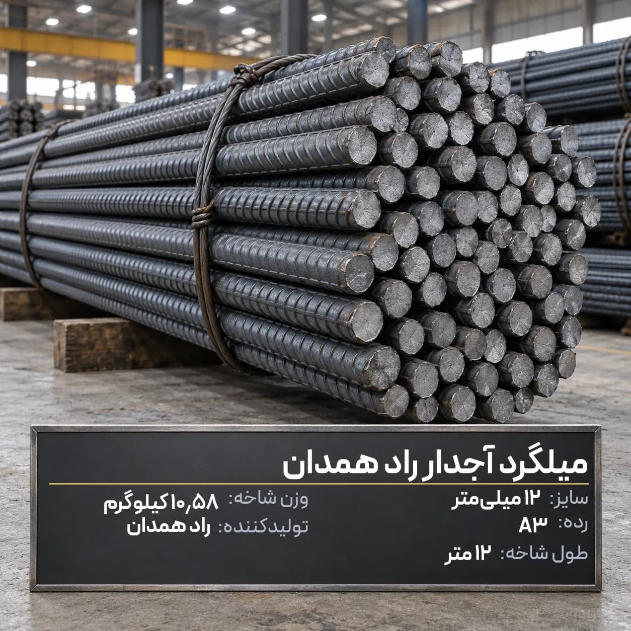 میلگرد آجدار راد همدان 12 A3 شاخه 12 متری